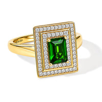 D'Joy Chrome Diopside, Moissanite Evergreen Throne Ring in 18K Vermeil YG Over Sterling Silver (Size 10.0) 1.35 ctw