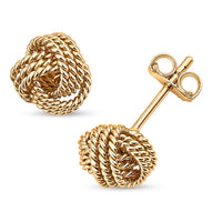 14K YG Over Sterling Silver Rope Knot Stud Earrings (2.40 g)