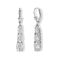 D'Joy Moissanite (Ovl 8x6mm) Earrings in Rhodium Over Sterling Silver 5.20 ctw