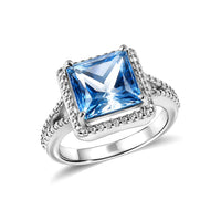 EverTrue Signity Electric Blue Topaz 6.10 ctw Ring in Stainless Steel (Size 10.0)