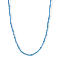Blue Topaz Beaded Necklace (18-20 Inches) in Stainless Steel 85.00 ctw