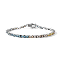 Luxuriant Lab Grown Multi Diamond (IR) (SI) Rainbow Rhythm Bracelet in Rhodium Over Sterling Silver (6.50 In) 4.00 ctw