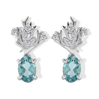 D'Joy Premium Betroka Blue Apatite, Moissanite Earrings in Rhodium Over Sterling Silver 0.90 ctw