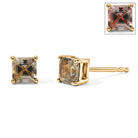 D'Joy Asscher Cut AAA Turkizite Solitaire Stud Earrings in 18K Vermeil YG Over Sterling Silver 0.90 ctw