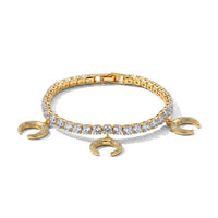 Simulated Diamond Tennis Bracelet with Butterfly Charms in Goldtone (7.00 In) 3.00 ctw