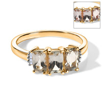 D'Joy AAA Turkizite, Diamond Gilded Mirage Ring in 18K Vermeil YG Over Sterling Silver (Size 10.0) 2.00 ctw