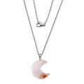 Peach Agate 25.00 ctw Pendant in Silvertone with Stainless Steel Necklace (20 Inches) - Sticky add to cart bar