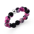 Purple Agate 15.00 ctw Beaded Ring in Silvertone (Size 6.0) - Sticky add to cart bar