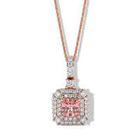 D'Joy Pink Morganite ,  Moissanite  Main Stone With Side Stone Pendant in 18K RG VermeilSterling Silver 1.54 ctw