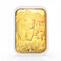 24K Gold Mother Bear with Two Cubs Emboss Sheet (31x45.5mm) 10mg