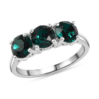 Emerald Swarovski Crystal Ring in Platinum Over Sterling Silver (Size 7.0)