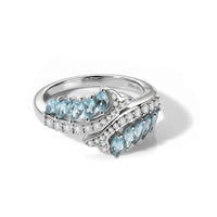 D'Joy Premium Betroka Blue Apatite, Moissanite Ring in Rhodium Over Sterling Silver (Size 10.0) 1.20 ctw