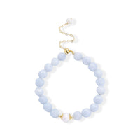 Aquamarine 35.00 ctw Beaded Stretch Bracelet in Silvertone (6-6.5In)