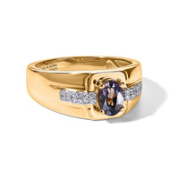 Premium Platinum Spinel, Luxuriant Lab Grown Diamond (G-H, SI) Men's Ring in 18K Vermeil YG Over Sterling SilverSize 10 1.00 ctw