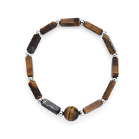 Yellow Tiger Eye Beaded Bracelet in Silvertone (7-7.5) 25.00 ctw
