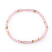 Austrian Pink Crystal Beaded Stretch Bracelet in Goldtone (6.5-7In)