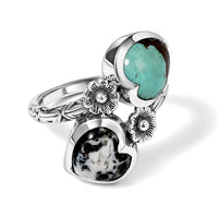 D'Joy Artisan Crafted Royston Turquoise, White Buffalo Heart Ring in Sterling Silver (Size 10.0) 5.40 ctw