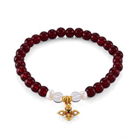 Red Garnet, Austrian Crystal Beaded Bracelet in Goldtone (6.25-6.75In) 80.00 ctw