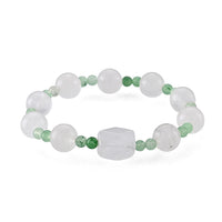 White Crystal Quartz and Green Quartz 75.00 ctw Beaded Stretch Bracelet