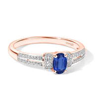D'Joy Premium Kanchanaburi Blue Sapphire (D) and White Zircon Ring in 18K Vermeil Rose Gold Over Sterling Silver (Size 10) 0.80 ctw