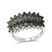 D'Joy Premium Malawi Green Sapphire Majestic Row Ring in Rhodium Over Sterling Silver (Size 6.0) 2.60 ctw