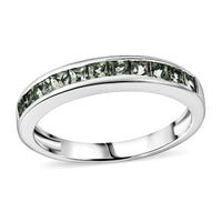 D'Joy Premium Malawi Green Sapphire Empress Ring in Rhodium Over Sterling Silver (Size 10.0) 1.00 ctw