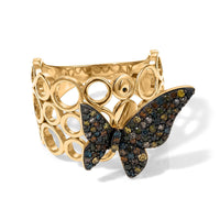 GP Trionfo Collection Multi Diamond (Natural & IR) Butterfly Ring in 18K Vermeil YG Over Sterling Silver (Size 10.0) 0.50 ctw