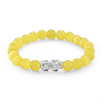 Lab Created Yellow Cat's Eye 65.00 ctw Bracelet in Sterling Silver (6.00-6.50In)