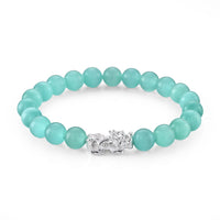 Lab Created Green Cat's Eye 65.00 ctw Bracelet in Sterling Silver (6.25-6.75In)