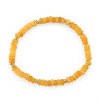 Yellow Jade 25.00 ctw Beaded Stretch Bracelet in Goldtone (6-6.5In)