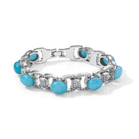 Amazonite, Austrian Crystal Classic Link Bolo Bracelet in Silvertone 6.00 ctw