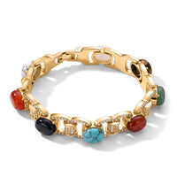 Multi Gemstone, Austrian Crystal Classic Link Bolo Bracelet in Goldtone 6.00 ctw
