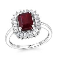 D'Joy Niassa Ruby (FF), Moissanite Imperial Frame Ring in Rhodium Over Sterling Silver (Size 10.0) 3.10 ctw