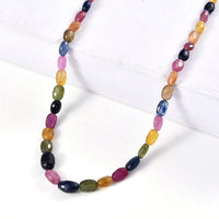 D'Joy Natural Multi Sapphire Beaded Necklace in Rhodium Over Sterling Silver