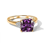 D'Joy Lab Grown Color Change Sapphire and Moissanite 5.50 ctw Ring in 18K Vermeil Yellow Gold Over Sterling Silver (Size 8.5)