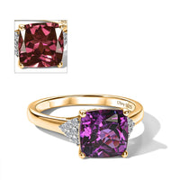 D'Joy Lab Grown Color Change Sapphire and Moissanite 5.50 ctw Ring in 18K Vermeil Yellow Gold Over Sterling Silver (Size 8.5)