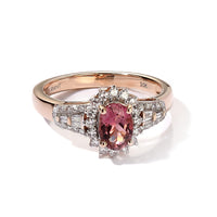 10K Rose Gold Premium Blush Tourmaline, Luxuriant Lab Grown Diamond (E-F, VS) (0.35 cts) Ring (Size 6.0) 1.15 ctw