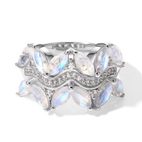 EverTrue Rainbow Moonstone and White Zircon 3.20 ctw Ring in Platinum Bond (Size 10.0)