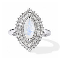 EverTrue Rainbow Moonstone and White Zircon 2.10 ctw Ring in Platinum Bond (Size 10.0)