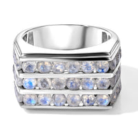 EverTrue Rainbow Moonstone 4.10 ctw Men''s Ring in Platinum Bond (Size 10.0)