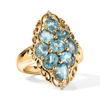 EverTrue Blue Apatite, White Zircon Ring in 18K YG Plated (Size 7) 3.65 ctw
