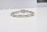 EverTrue Pink Freshwater Pearl, White Topaz Endless Pearl Harmony Bracelet in Platinum Bon (8.00 In) 22.91 ctw