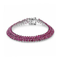 D'Joy Multi-Tourmaline 22.00 ctw Three Row Bracelet in Rhodium Over Sterling Silver (7.25 In)