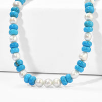 EverTrue Magnesite and Pearl 140.00 ctw Beaded Necklace in Stainless Steel 18 Inches