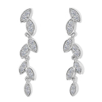 Luxuriant Lab Grown Diamond (G-H, SI) Leaf Earrings in Rhodium Over Sterling Silver 1.00 ctw