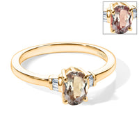 D'Joy AAA Turkizite, Diamond Eternal Lumina Ring in 18K Vermeil YG Over Sterling Silver (Size 10.0) 0.90 ctw