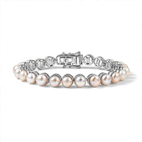 EverTrue Pink Freshwater Pearl Endless Elegance Bracelet in Platinum Bond (6.50 In)