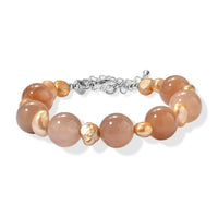 EverTrue Lodolite and Yellow Pearl (D) 75.00 ctw Beaded Bracelet in Stainless Steel (7.25 In)