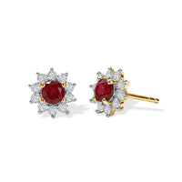 D'Joy Mexican Cherry Fire Opal and Moissanite 0.80 ctw Stud Earring in 18K Vermeil Yellow Gold Over Sterling Silver
