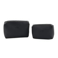 La Marey Black Embossed Brand Genuine Leather Set of 2 Handbag